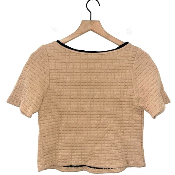 FARM RIO Waffle Texture Caramel Brown Crop Top Size Small - Picture 5 of 6